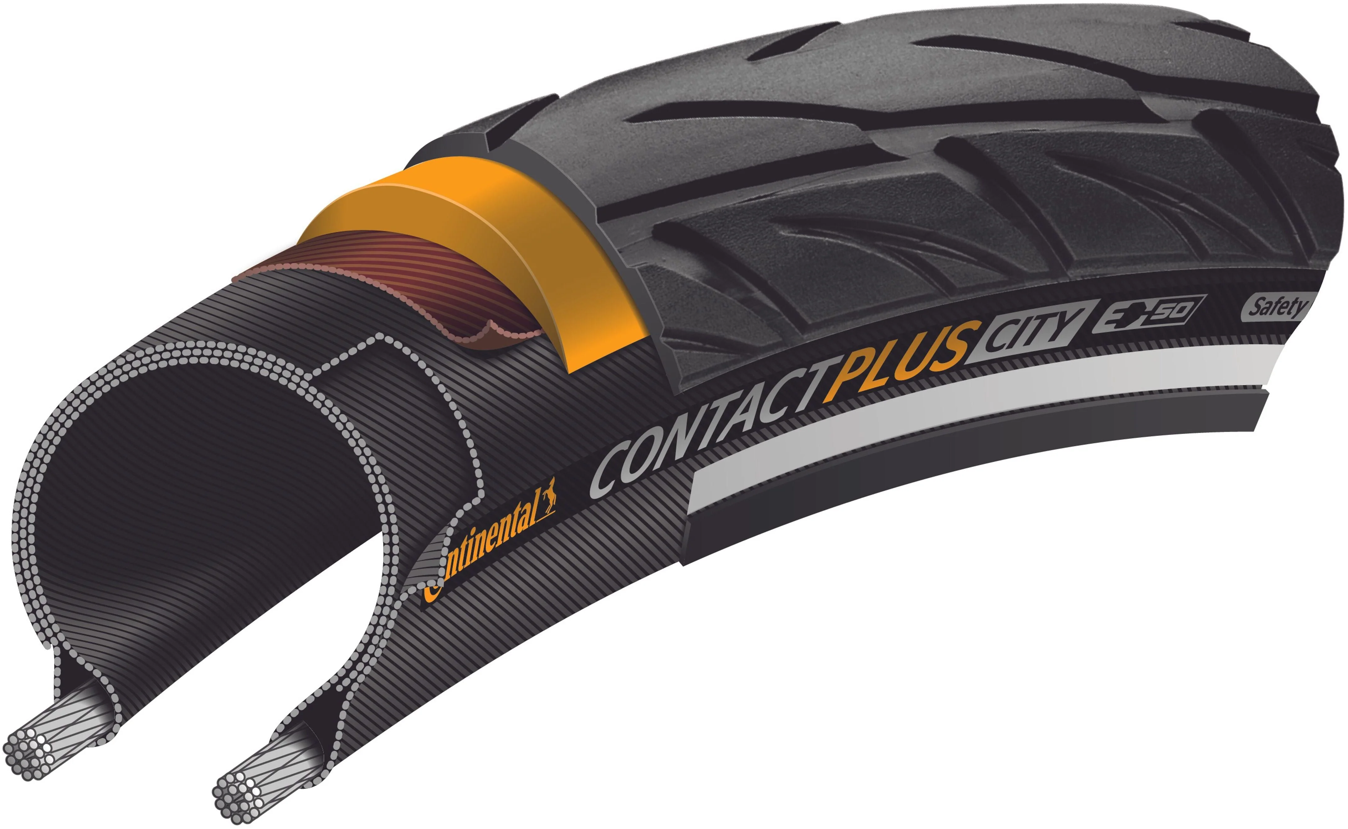 Continental Contact Plus City Drahtreifen 26x1.75" E-50 Reflex schwarz - Image 3