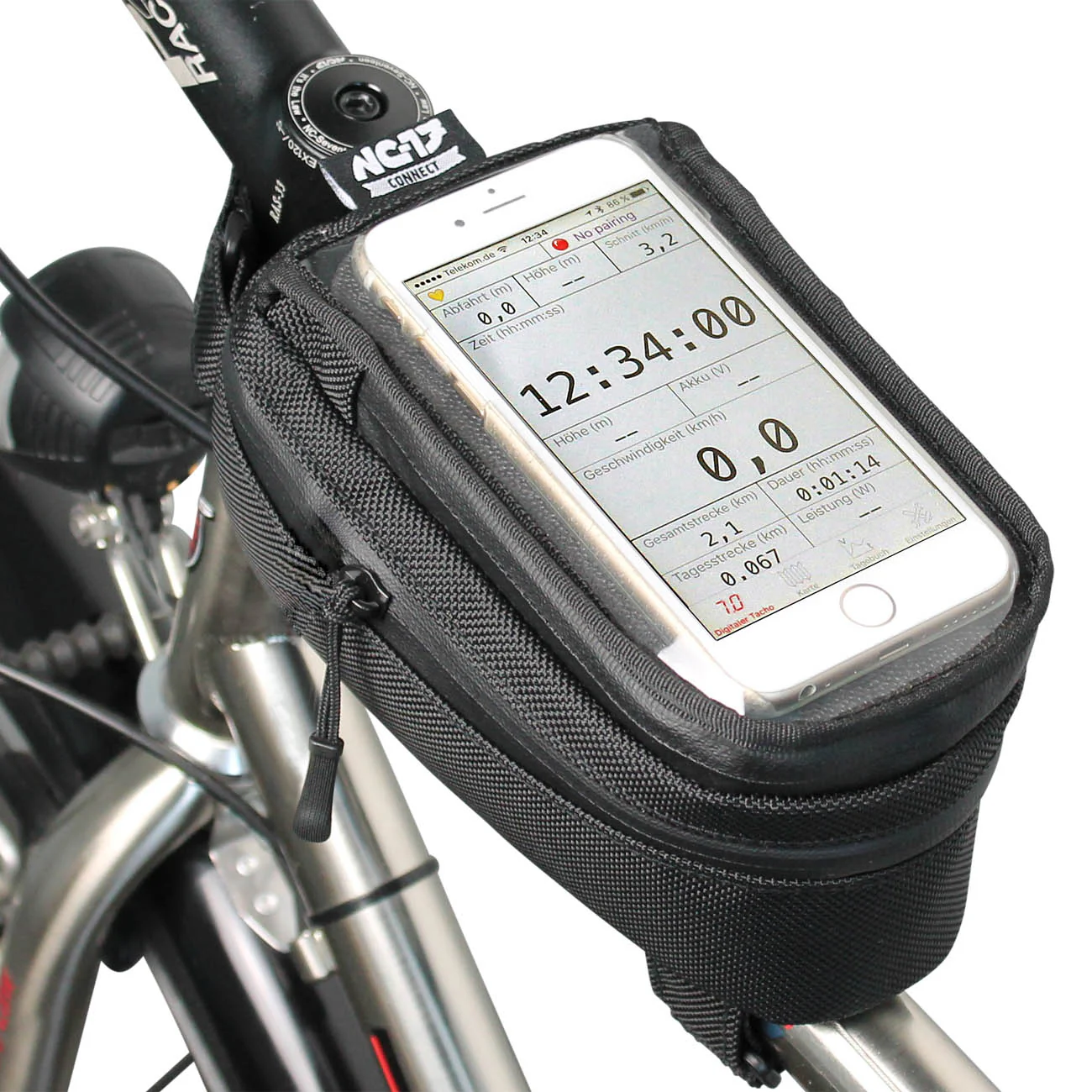 NC-17 Connect Smartphone Tasche für Oberrohr, Klettverschluss schwarz uni