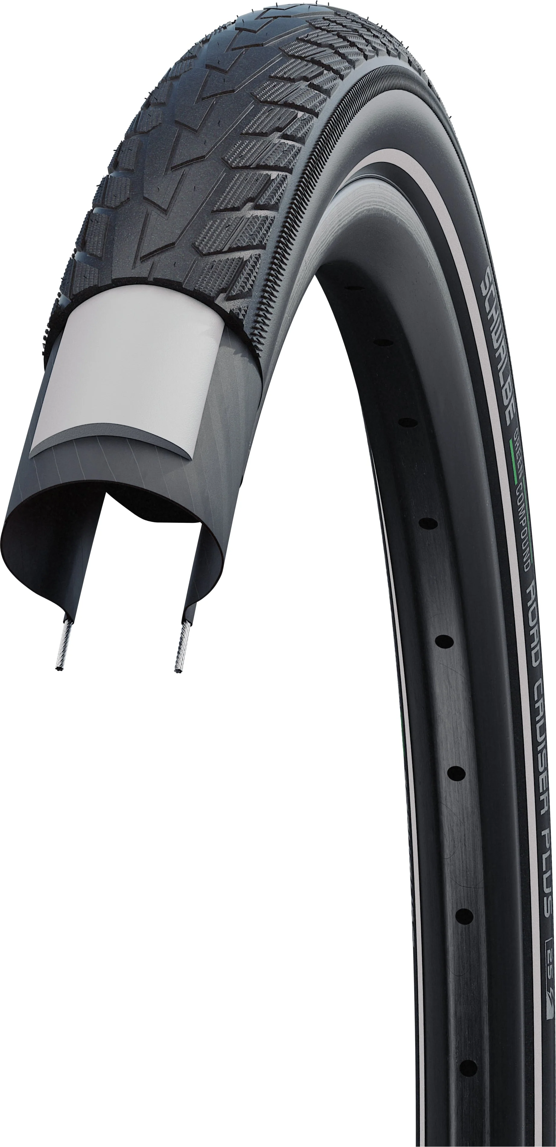 Schwalbe Road Cruiser Plus Drahtreifen 20x1.75" Active TwinSkin PunctureGuard E-25 Green schwarz - Image 3