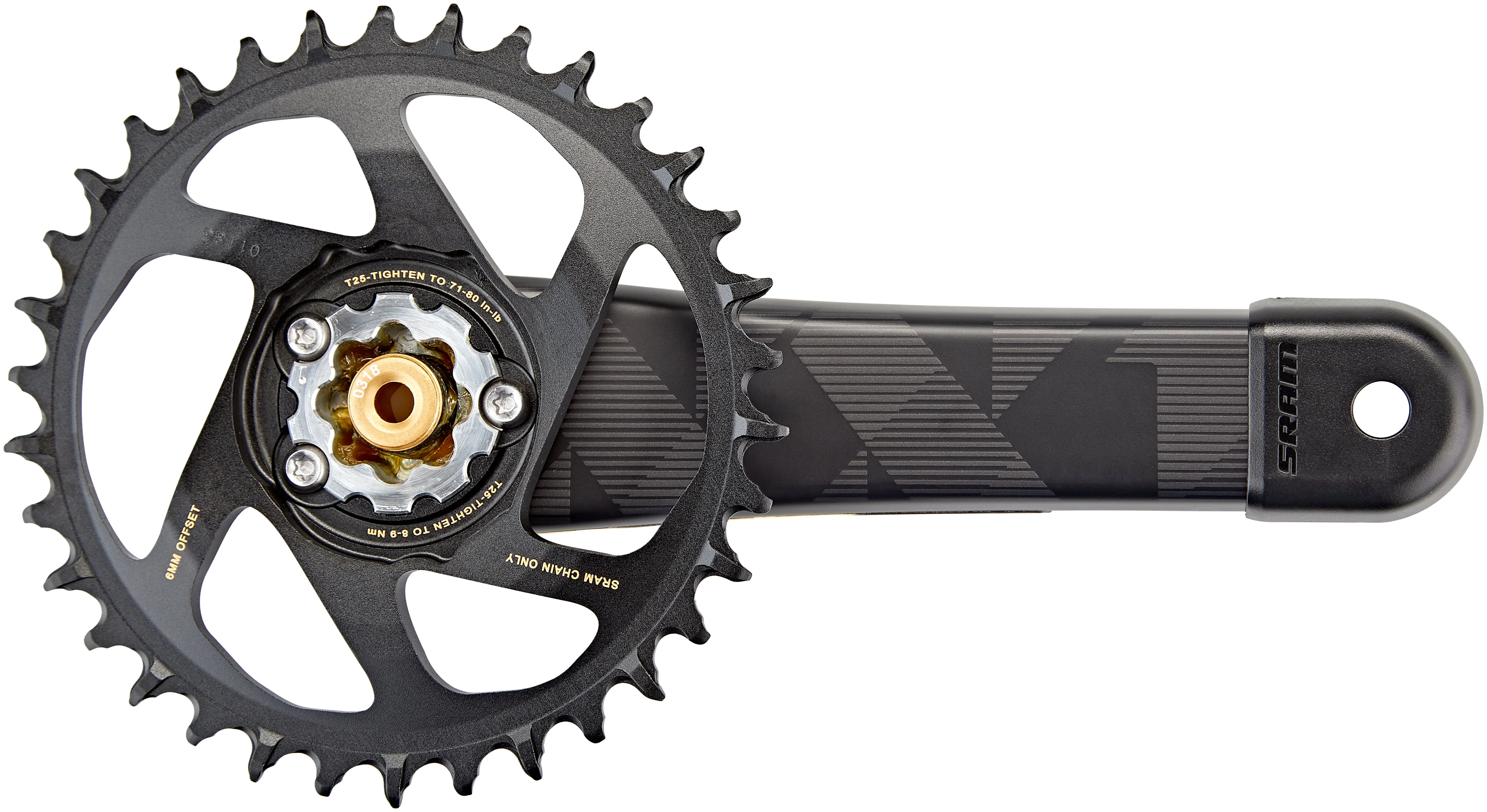 SRAM XX1 Eagle 148 DUB Kurbelgarnitur DM 34 Zähne 12-fach Boost schwarz/gold - Image 2
