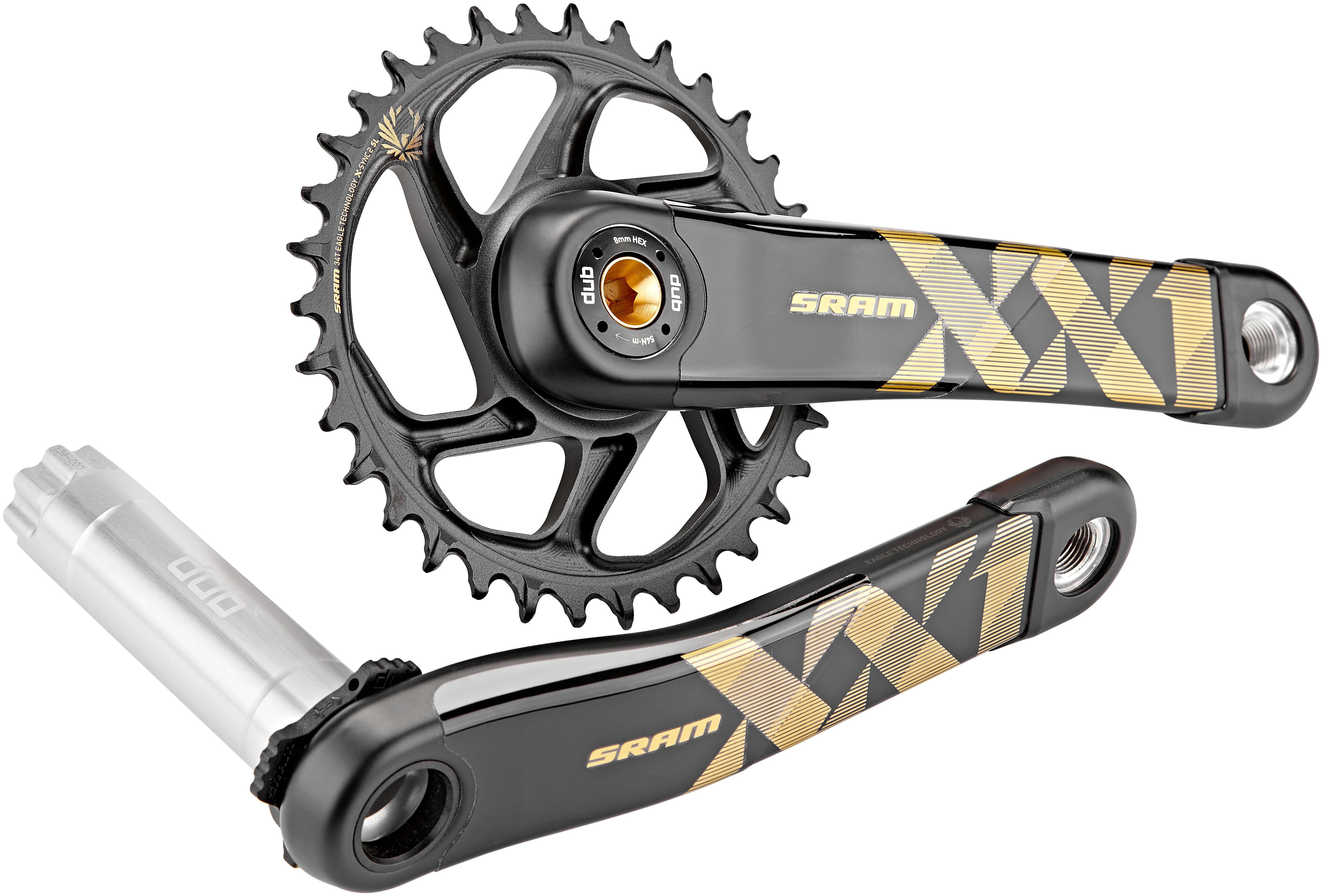 SRAM XX1 Eagle 148 DUB Kurbelgarnitur DM 34 Zähne 12-fach Boost schwarz/gold - Image 4