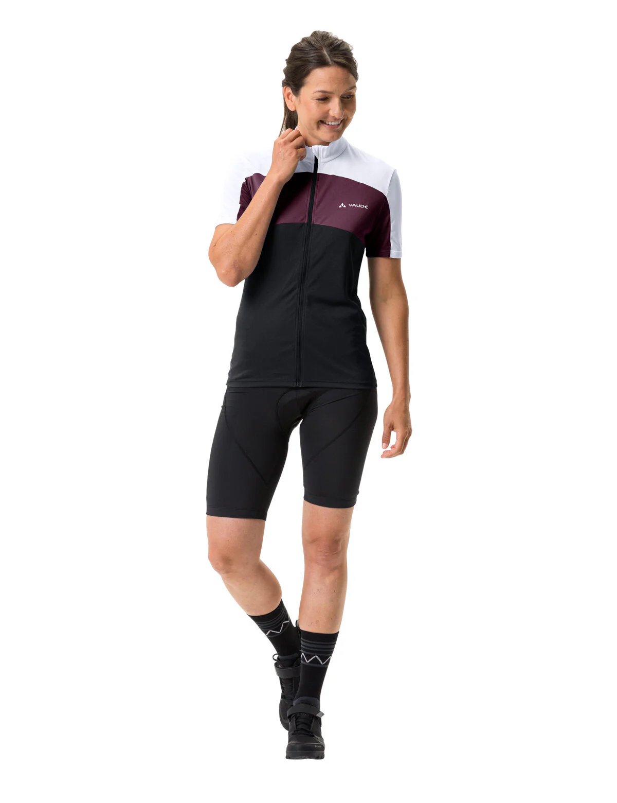 VAUDE Matera Kurzarm Full-Zip Trikot Damen schwarz/lila - Image 7